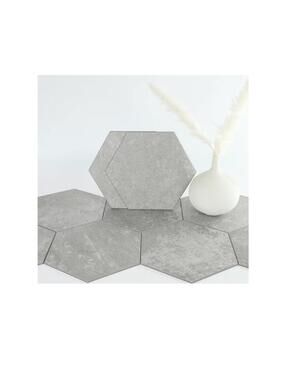 24-Sheet Hexagon Peel and Stick Floor Tile - Light Gray Faux Stone